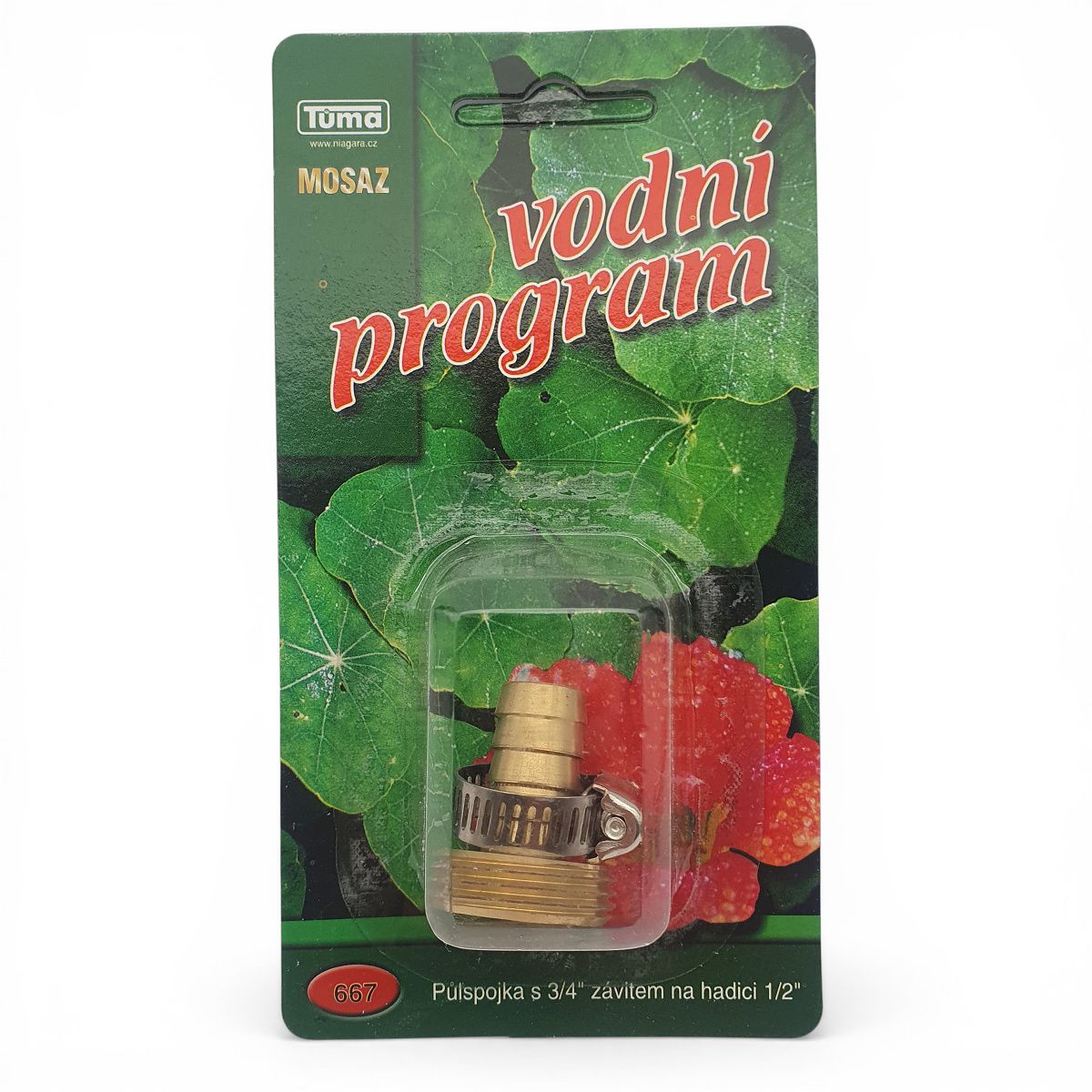 Půlspojka trn na 1/2" zahradní hadici s 3/4" vnějším závitem mosaz blistr 667 3 Půlspojka trn na 1/2" zahradní hadici s 3/4" vnějším závitem mosaz blistr 667 - Obrázek 3