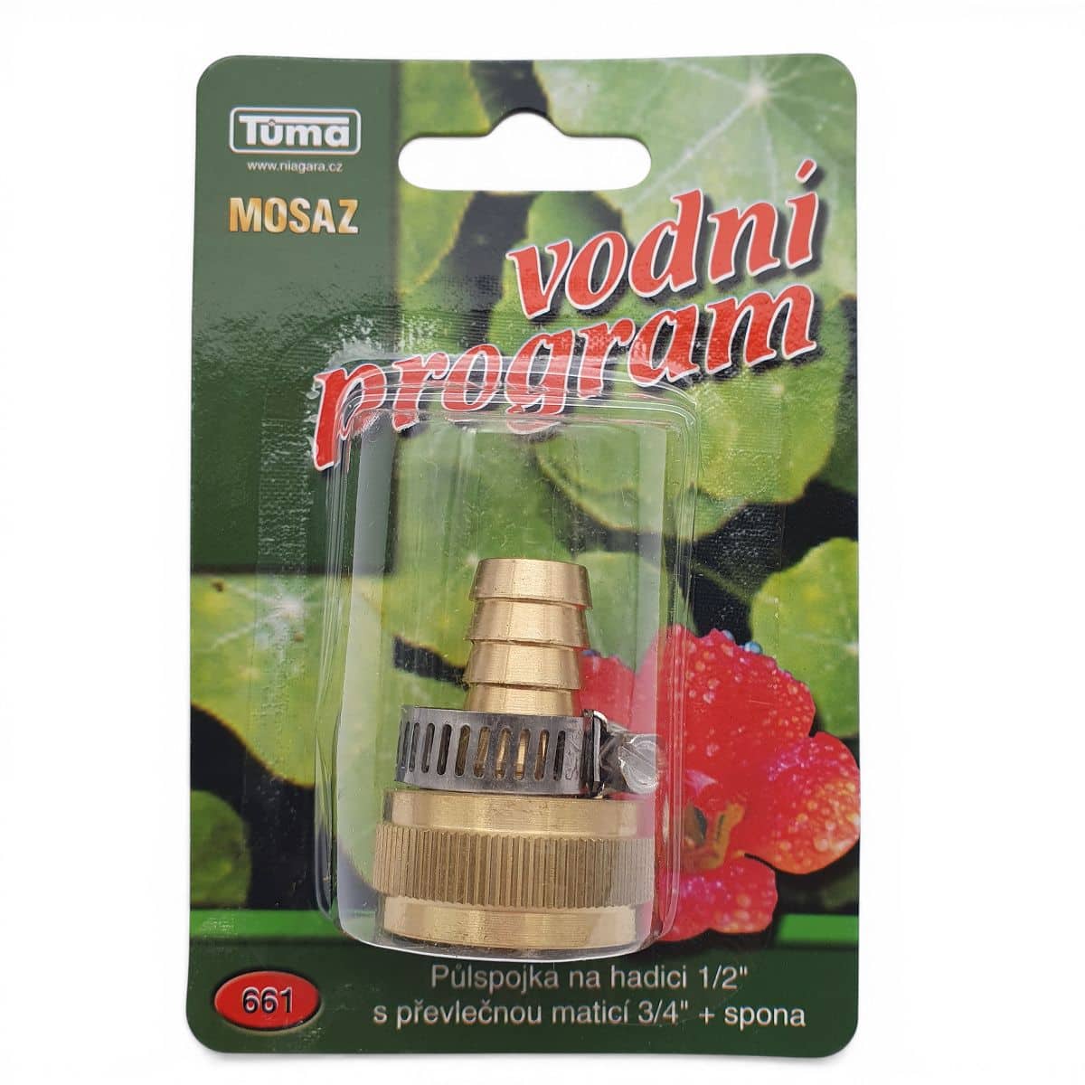 Půlspojka trn na 1/2" zahradní hadici s maticí 3/4" mosaz blistr 661 2 Půlspojka trn na 1/2" zahradní hadici s maticí 3/4" mosaz blistr 661 - Obrázek 2