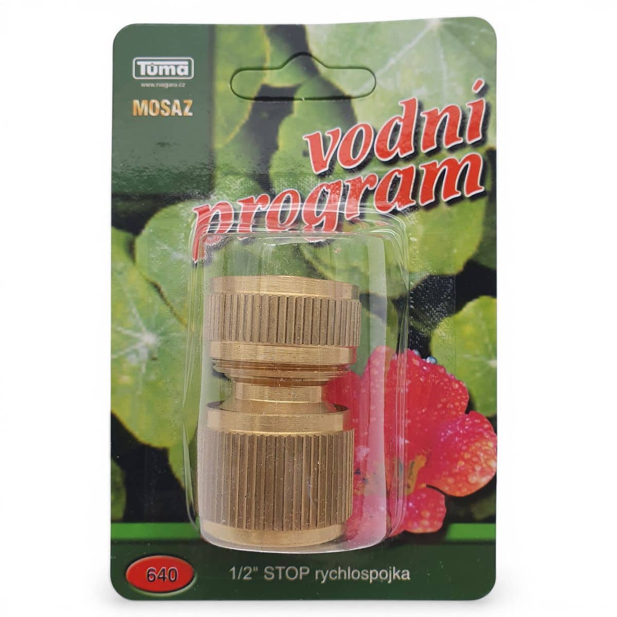 Rychlospojka 1/2" zahradní hadici se STOP klapkou mosaz blistr 640 4 Rychlospojka 1/2" zahradní hadici se STOP klapkou mosaz blistr 640 - Obrázek 4
