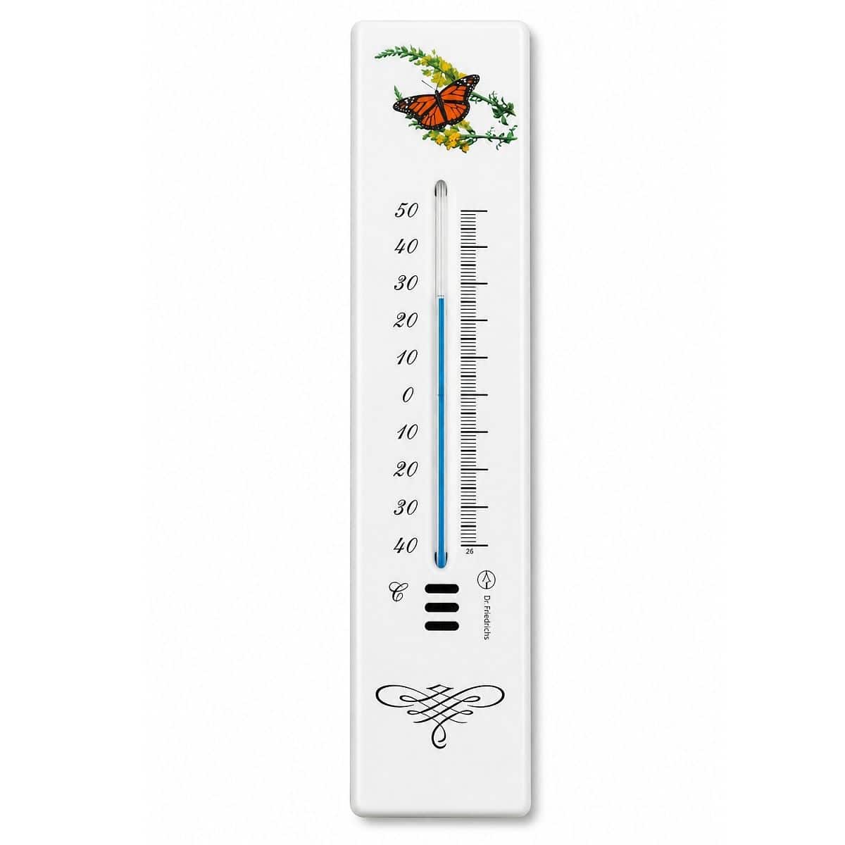 Teploměr email kovový 21 cm s motivem motýl 921 1 Teploměr email kovový 21 cm s motivem motýl 921
